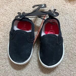 NWT Black Wonder Nation Slip-on Sneakers, size 2 baby